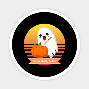 Halloween Cute Ghost Carving a Pumpkin *Is Lobotomy Time* Magnet